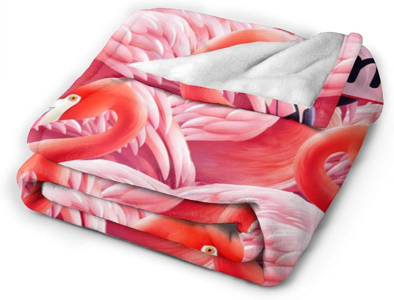 Custom Flamingo Blanket with Name for Women Men, Personalized Cute Flamingo Themed Design Printed Throw Blankets for Teens Adults Lap, Chair Sofa, Giftable Blanket, 50"x 60"