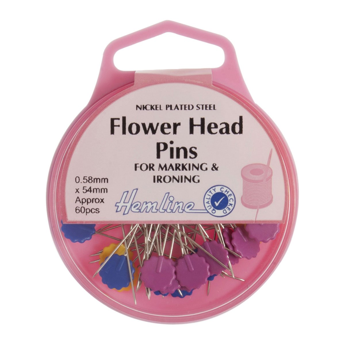 Minerva Flat Head Flower Pins Steel/Plastic Hemline H707.p