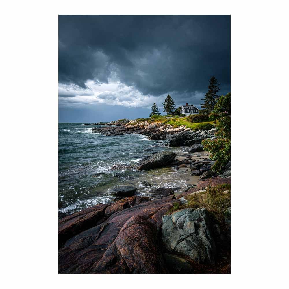HOQIU Canvas Wall Art Stormy Coastsal Cottage canvas art, art print, house decor, bedroom wall decor above bed, prints for living room.(Multicolor)-30x40cm Unframed
