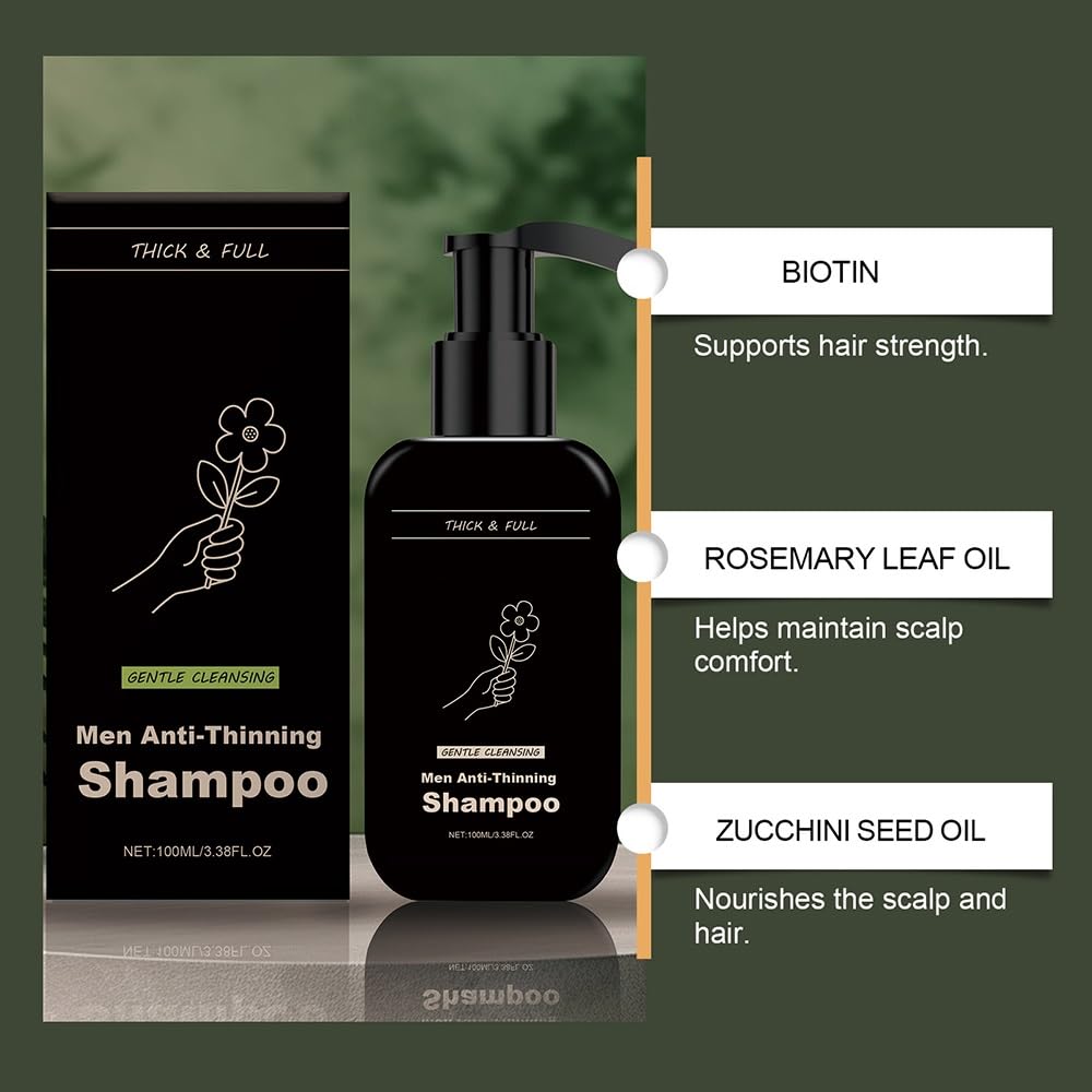Shampoo volumizzante for uomo alla biotina e rosmarino, detergente nutriente delicato for il cuoio capelluto, for capelli completamente rinfrescati