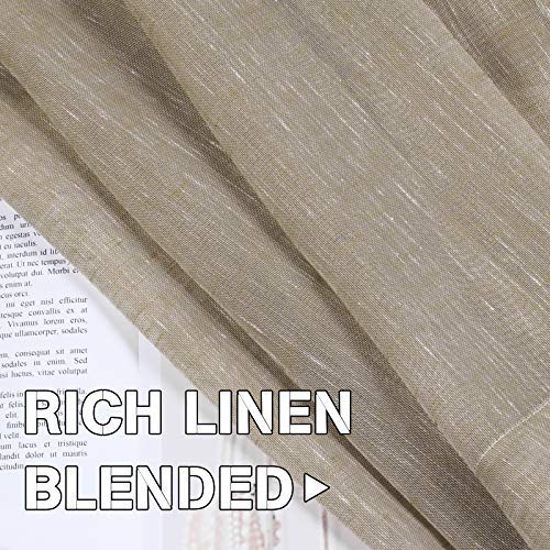 Ultra Elegant Natural Linen Curtains Soft Linen Sheer Curtains For Living Room / Country Style Home Decor Window Privacy Translucent Linen Textured Drapes For Bedroom (52 By 96 Inch, Set Of 2, Taupe) #TOP4