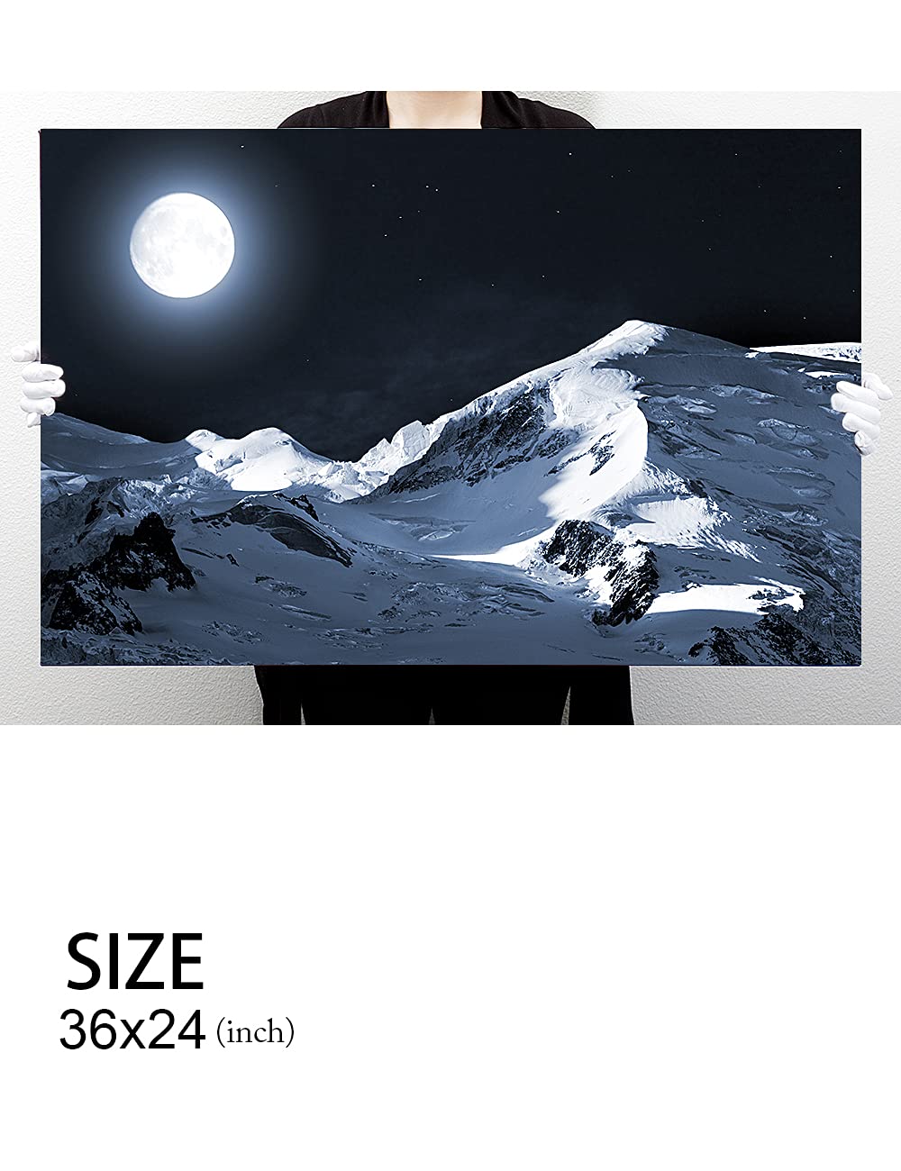 Amazon｜DECORARTS - モンブランの上の満月。冬の雪山の景色