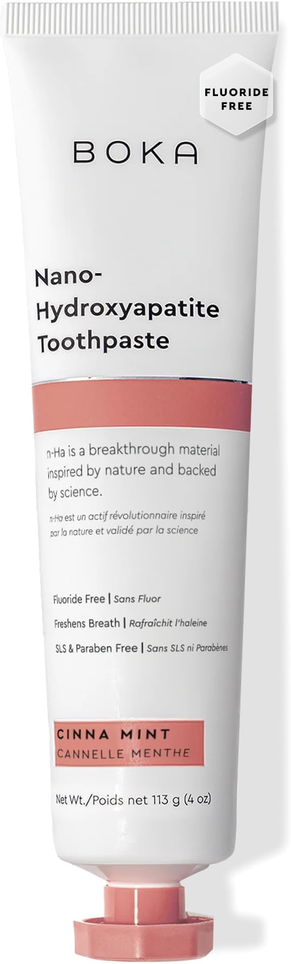 Boka Fluoride Free Nano Hydroxyapatite Toothpaste - Adult & Kids - Appropriate for Sensitive Teeth - No Sulfates & Parabens - Natural Flavors & Vegan - Cinnamon Mint (113g) 1pk