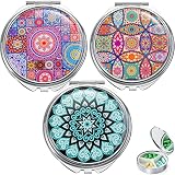 3 pezzi decorativi metallo Pill Box rotondo, piccola pillola caso Round Pill Box 3 scomparti con specchio Pill Box portatile metallo Mini vitamine medicina dose Tablet Organizzatore caso