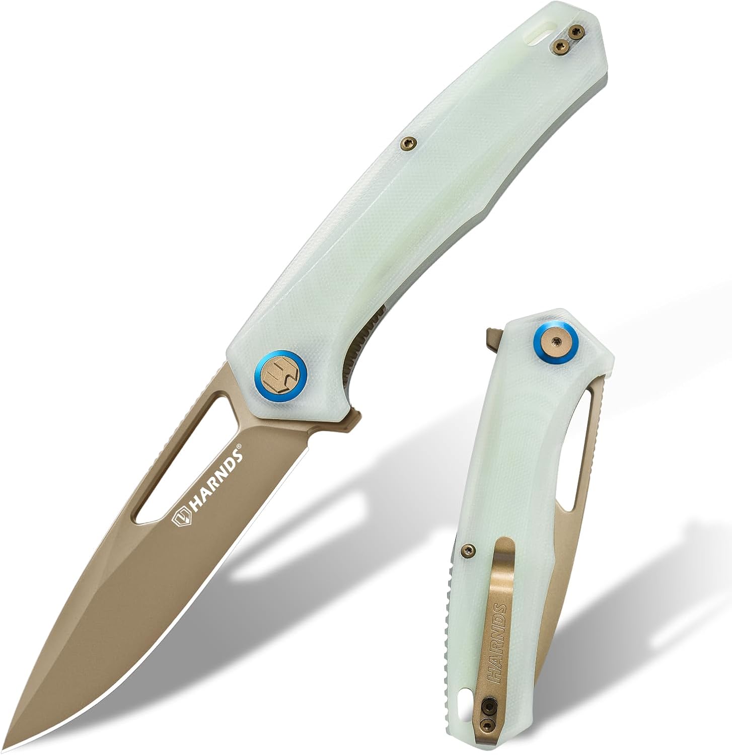 Harnds Pocket Knife, 3.66'' D2 Steel Blade Folding Knife, Tanto Blade EDC with Pocket Clip for Men, G10 Handle, Outdoor Survival Camping Knives - Mizar