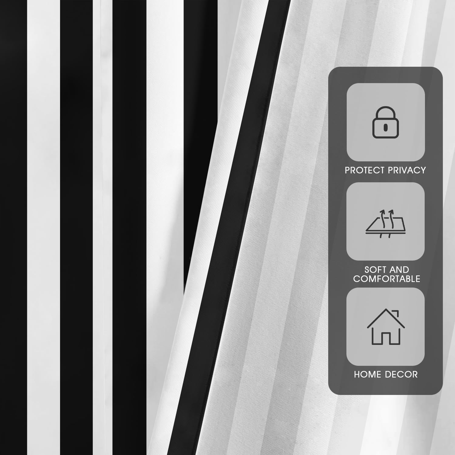 zokyer Black and White Kitchen Curtains Striped Simple Trendy Neutral Art Boys Men Teen Small Short 27.5" W x 39" L Window Treatment Tiers for Bedroom Living Room Bathroom 2 Panels Rod Pocket Drapes