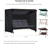 Husă de protecție pentru balansoar de grădină PATWING 600D, impermeabilă și rezistentă la UV, pentru balansoar de exterior de 3-4 persoane, cu fermoar și catarame 2