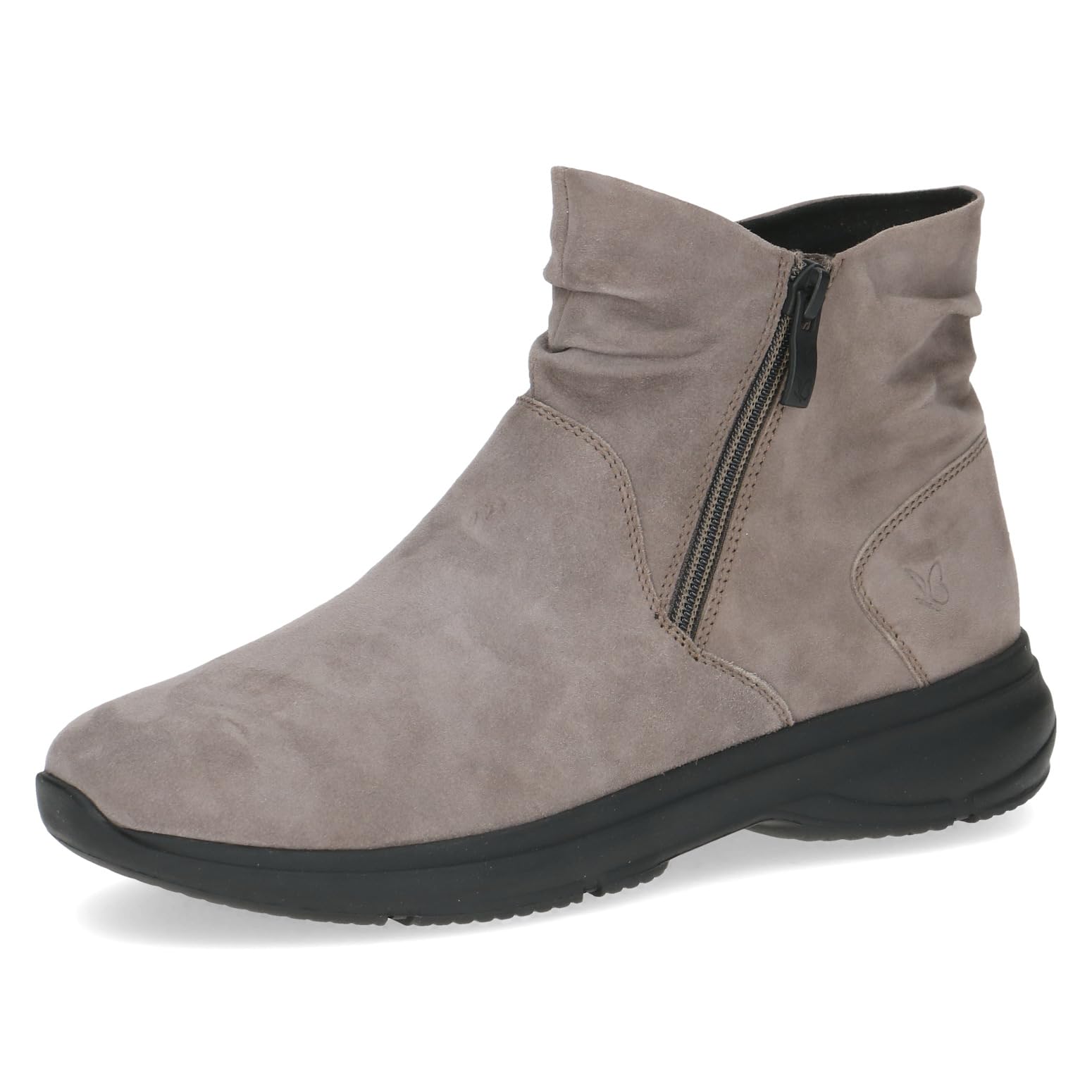 CAPRICE Women's leather ankle boots with zipper, Brown (Dk Taupe Suede), 3.5 UK
