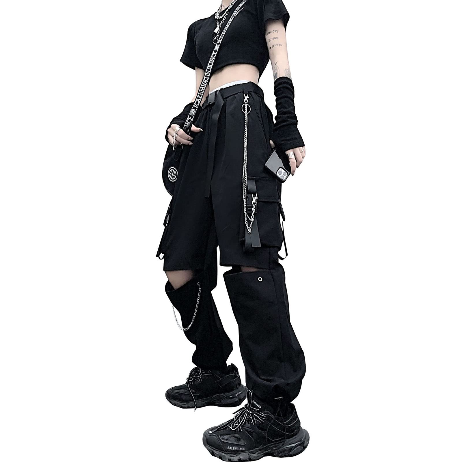 Amazon | [YEMOCILE] ロングパンツ レディース デザイン感 ワイド 