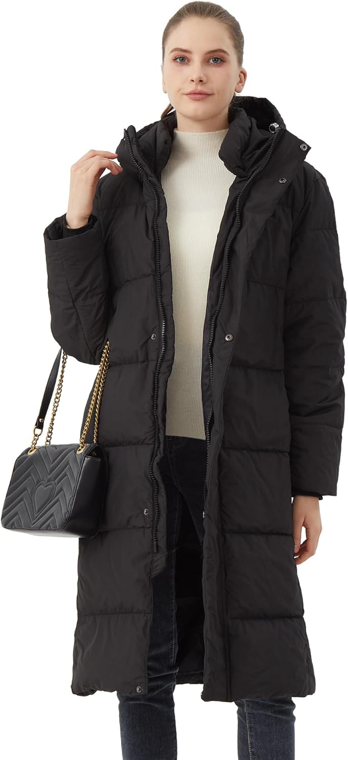 ANYIELIEMO Women's Long Down Jacket with Hood 90% White Duck Down Puffer Coat Warm Winter Oversized Outerwear