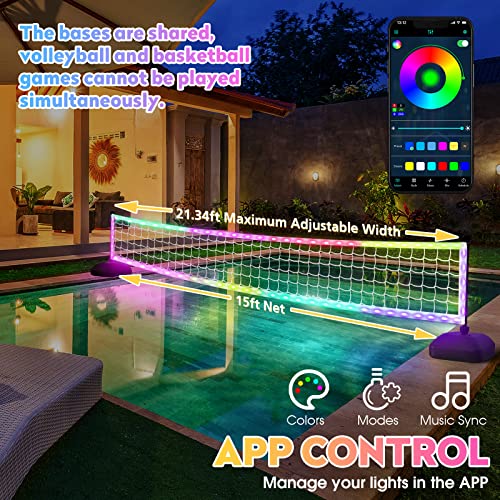 Lfsmvt 2-In-1 Led Pool Volleyball & Basketball Game Set, Light Up Pool Sport Combo Set With Led Pool Balls, App & Remote Control, Music Sync For Inground Pool #TOP1