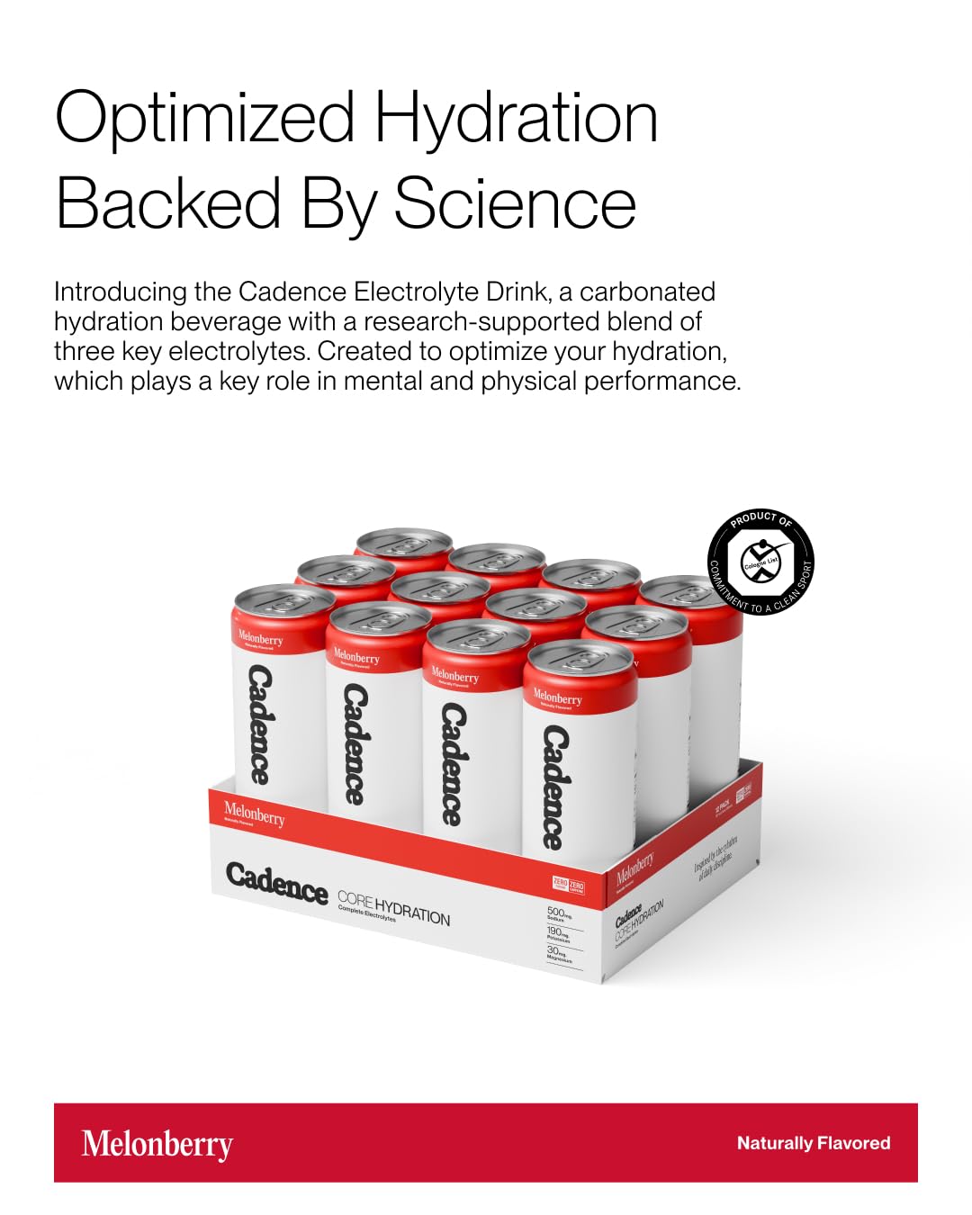 Cadence Electrolyte Drink Cans Melonberry - Case 355ml x 12 - US | Science-Backed Hydration | Zero Sugar Zero Caffeine | Sodium Potassium & Magnesium for Performance & Recovery product thumbnail 5