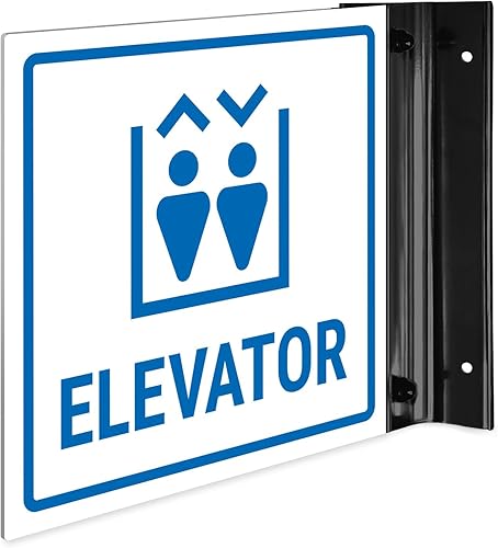 Letrero de proyección de ascensor, doble cara, 6x6 pulgadas, ACM, con accesorio negro satinado, fabricado en Estados Unidos