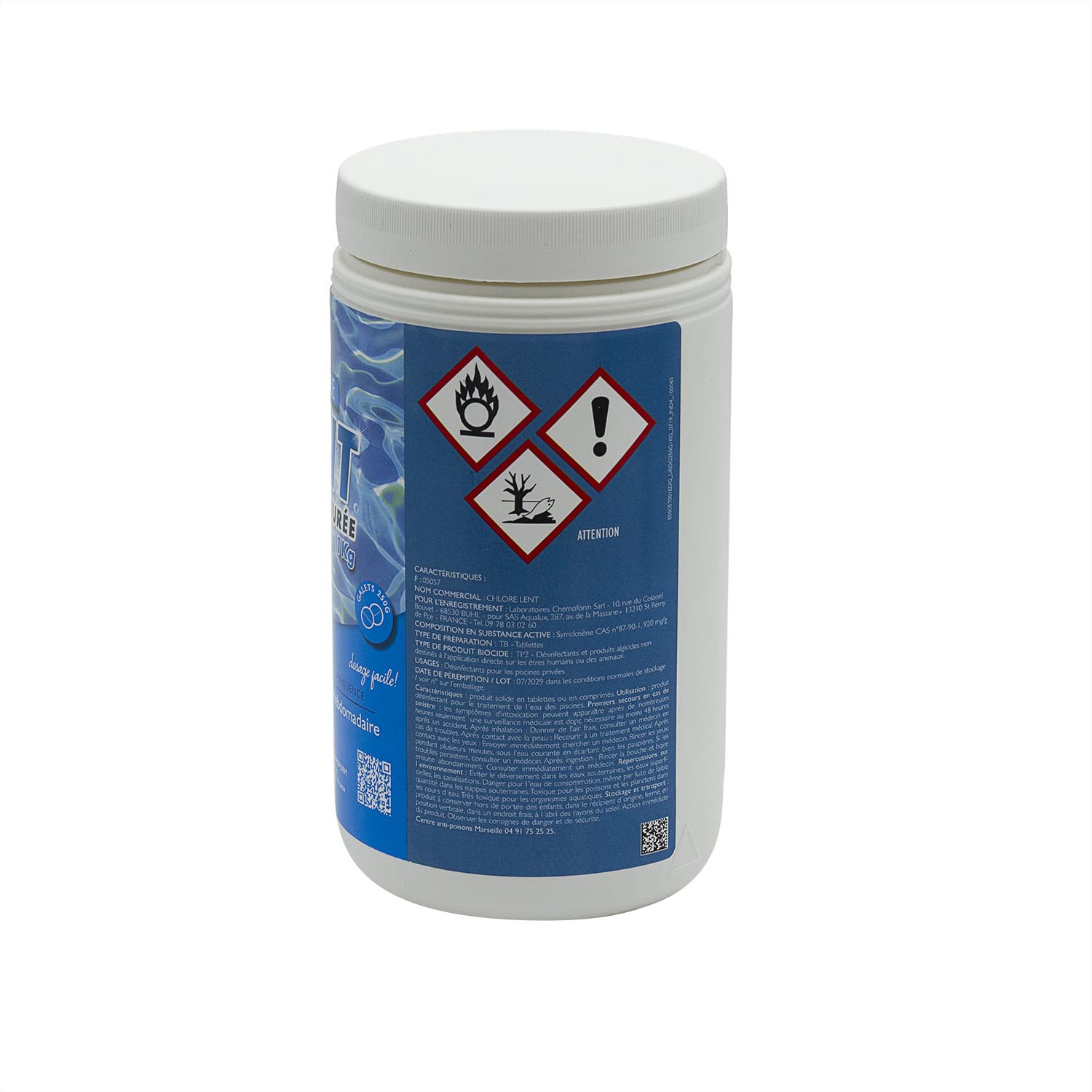 EDG by AQUALUX Chlore Lent Galets 250g - 1kg | Chlore Lent Stabilisé - Désinfection Régulière - Dissolution Lente + 10 Tests HPS OFFERTS 6 en 1