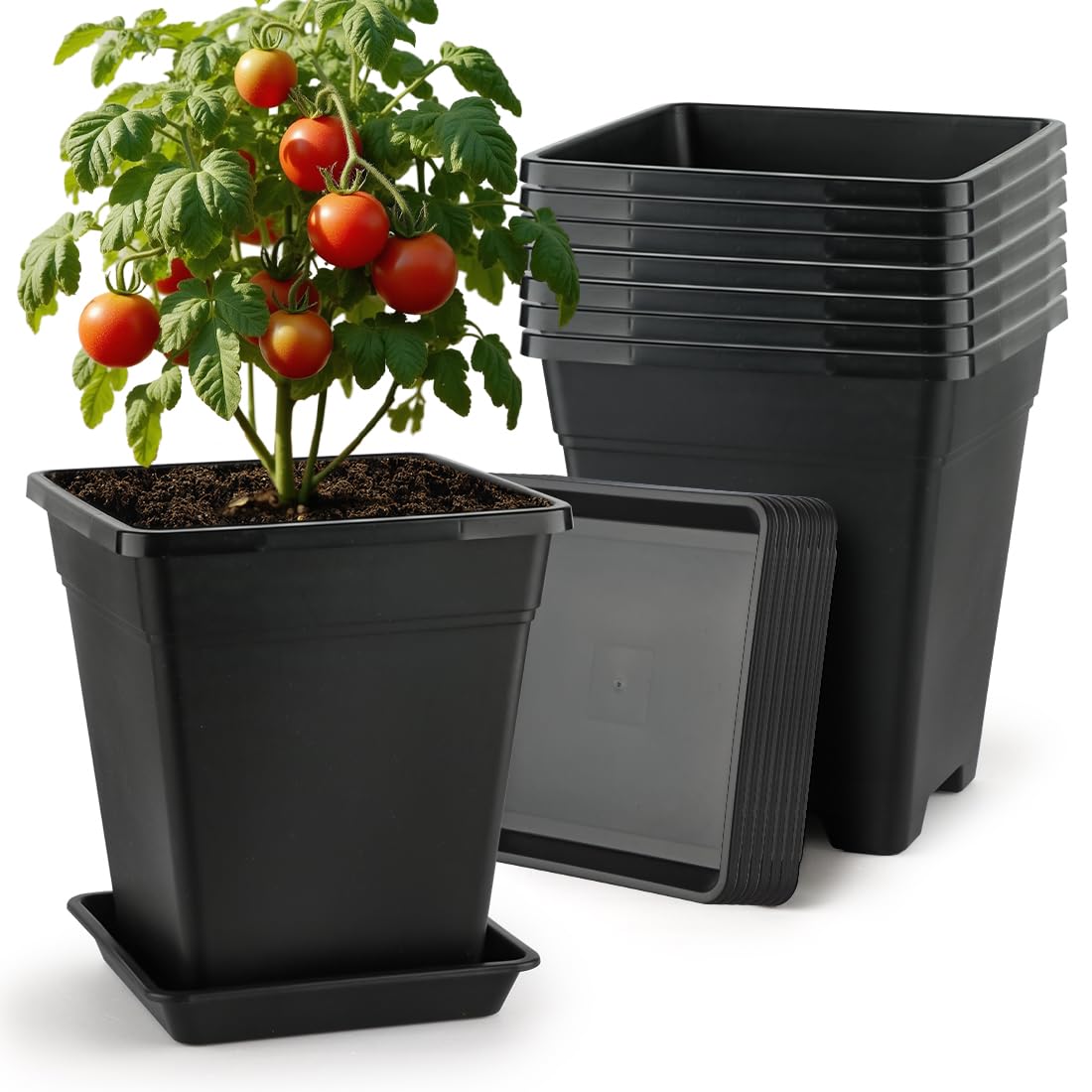 Amazon.com : BTPLASTIK 9 Inch Square Planters for Indoor Plants, 8
