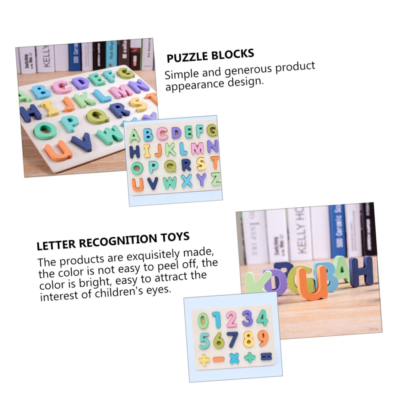 Puzzle Educativo per Ragazzo Ragazza in Legno Numeri e Lettere, da 4 Pezzi, Superficie Liscia per Apprendimento Precoce e Sviluppo Cognitivo, Gioco Didattico per Prime Scoperte