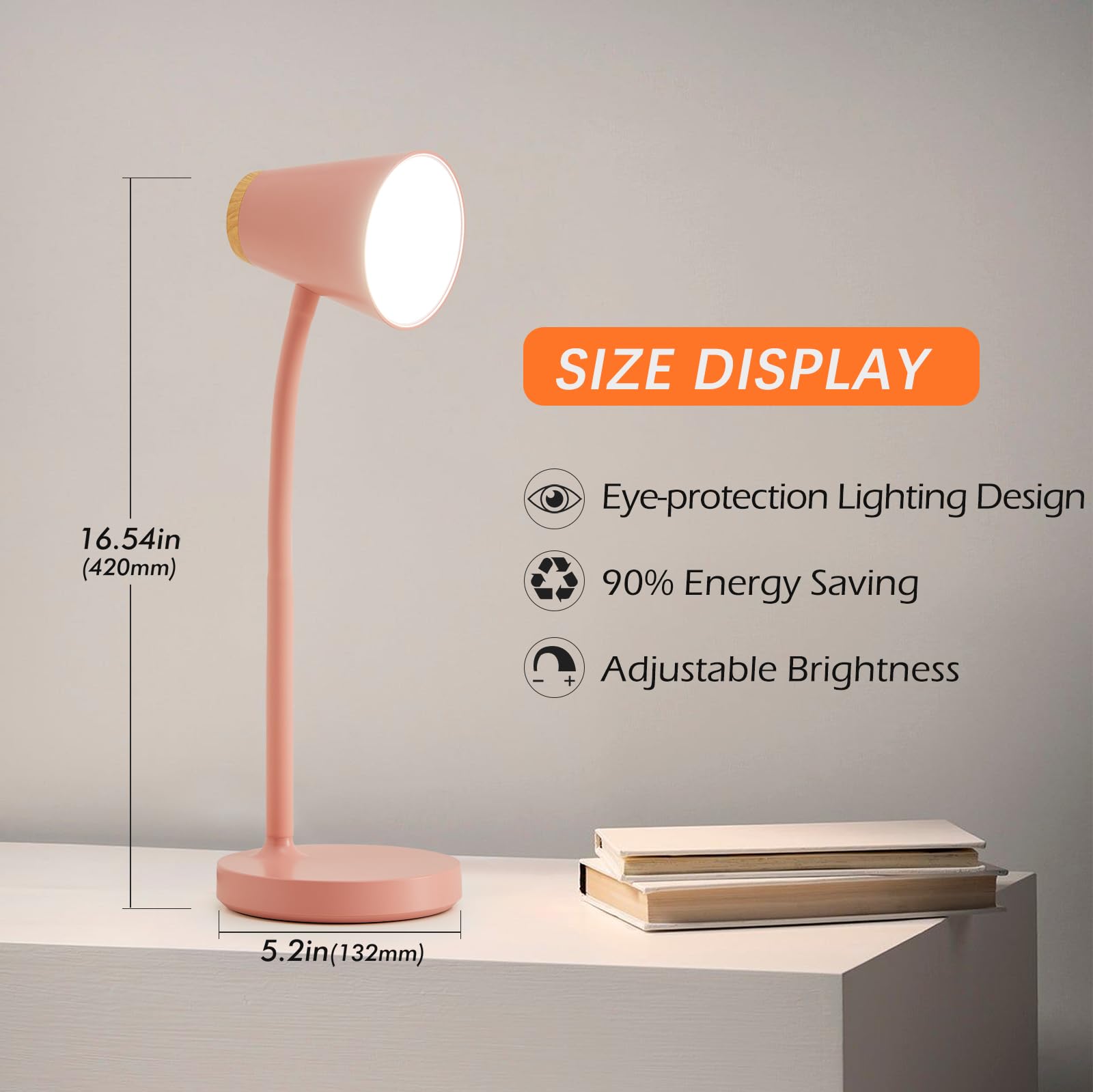 EJIAXIN Schreibtischlampen für Home Office – Kleine LED-Schreibtischlampe, Touch, dimmbar, Leselicht für Studentenwohnheim, verstellbar, flexibel, Schwanenhals, Tischlampe für Nachttisch, Schlafzimmer