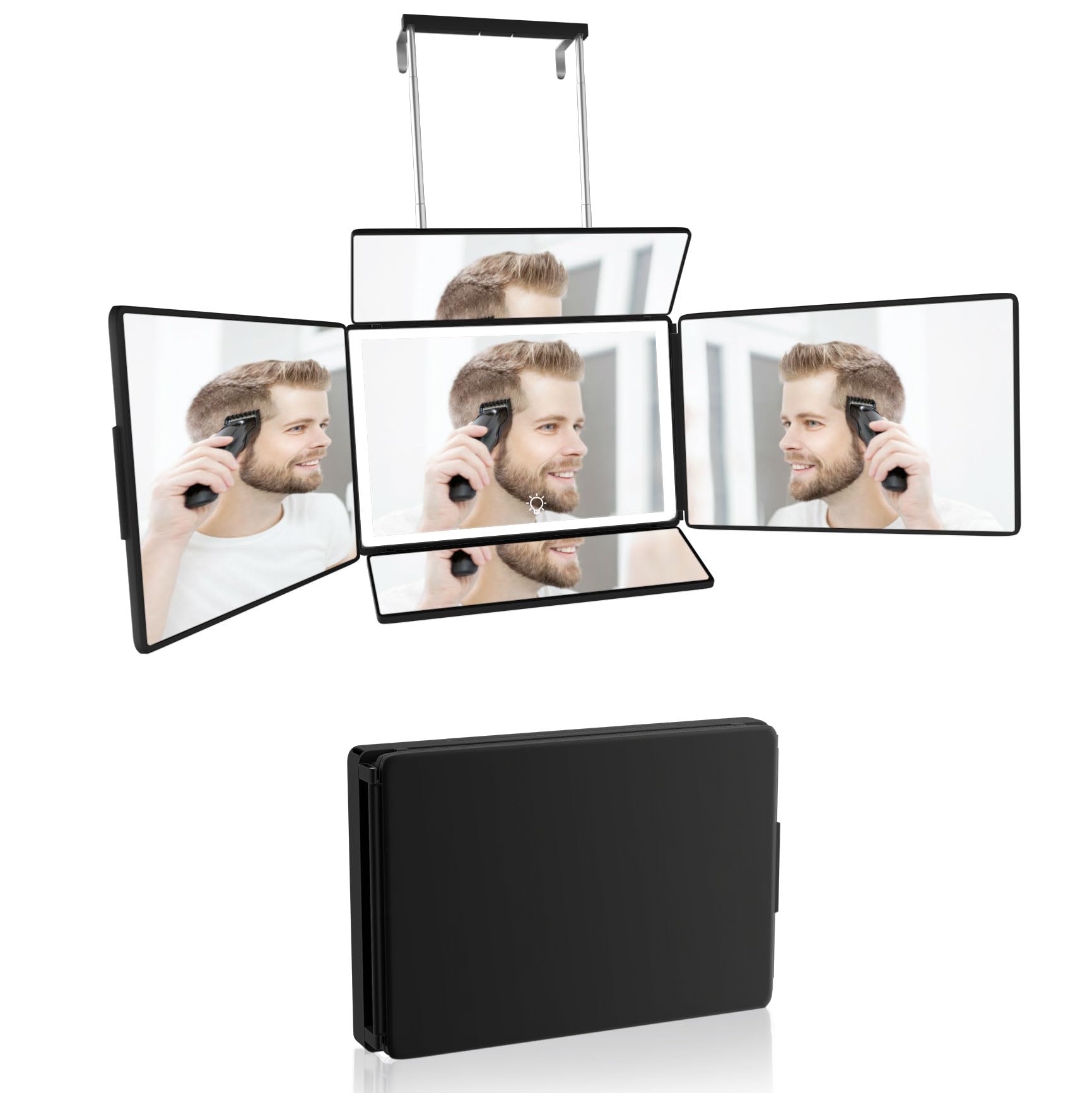 Miroir de coiffure 360 degrés pliable équipé de LED pour des finitions impeccables