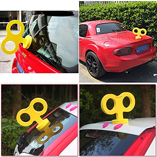 Image of 3D Car Wind Up Key, Cute Clockwork Car Roof Rear /Top /Trunk /Sunroof Decoration Universal Auto Exterior Accessories for DIY Styling & Decoration (Yellow)