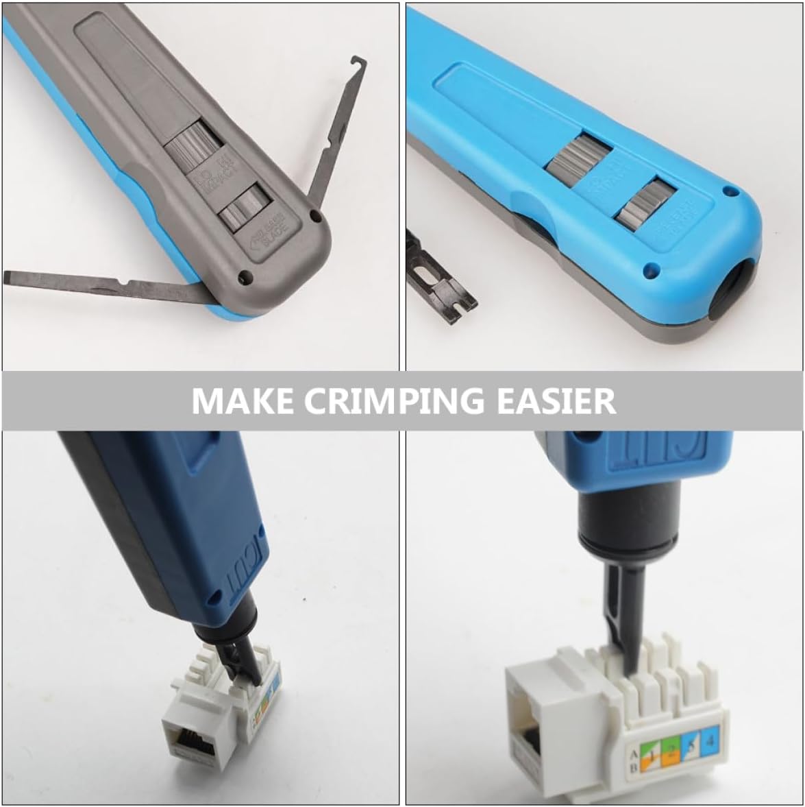 Impact and Punch down Tool Kit with 66/110/88 Blades, Network Wire Crimping and Termination Tool for Ethernet Cable Installation and Repair