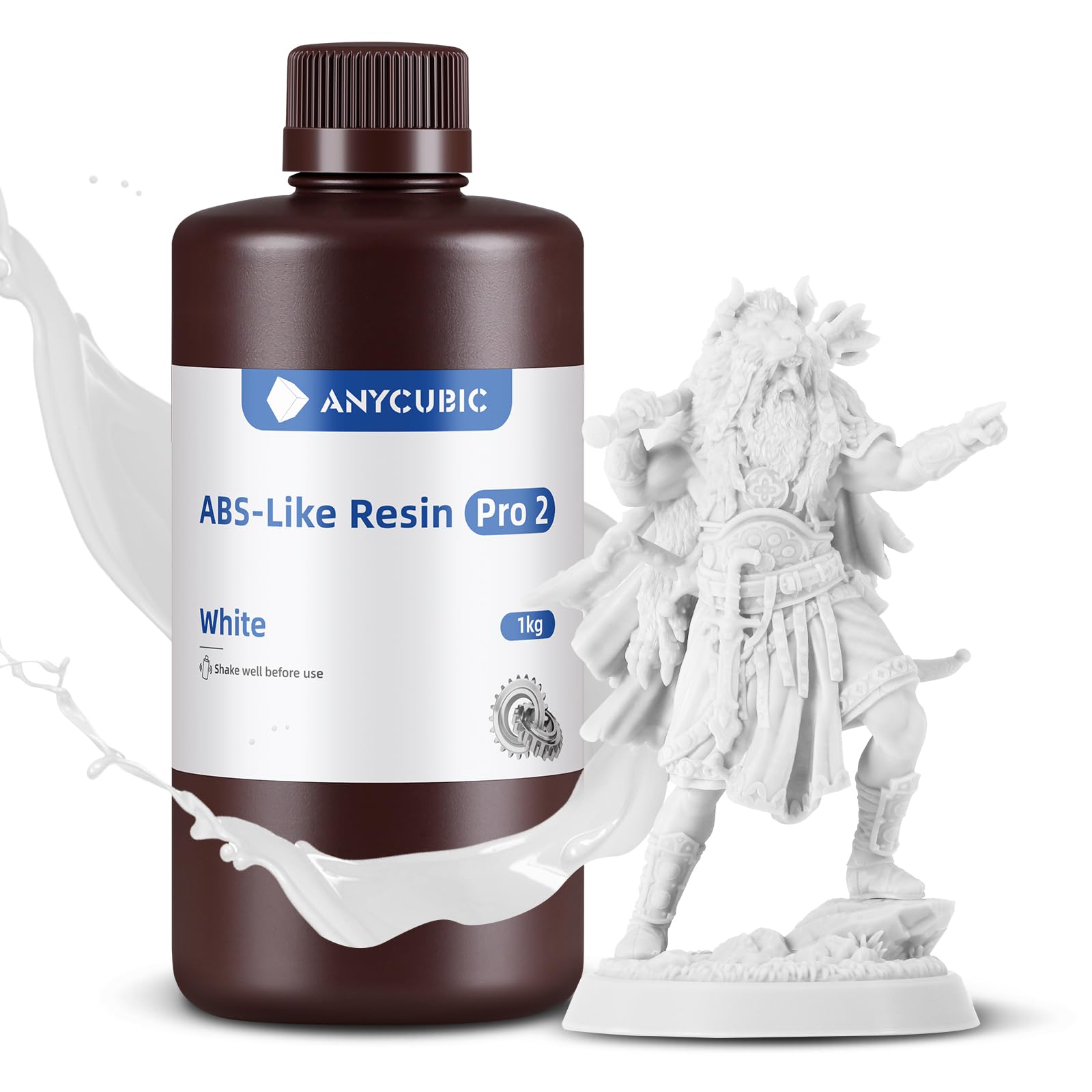 ANYCUBIC Resina Stampante 3D ABS-Like Pro 2 con Maggiore Resistenza e Robustezza, Resina 3D ad Alta Precisione e Ritiro Minimo, Ampiamente Compatibile con Tutte le Stampanti 3D a Resina(Bianco, 1000g)