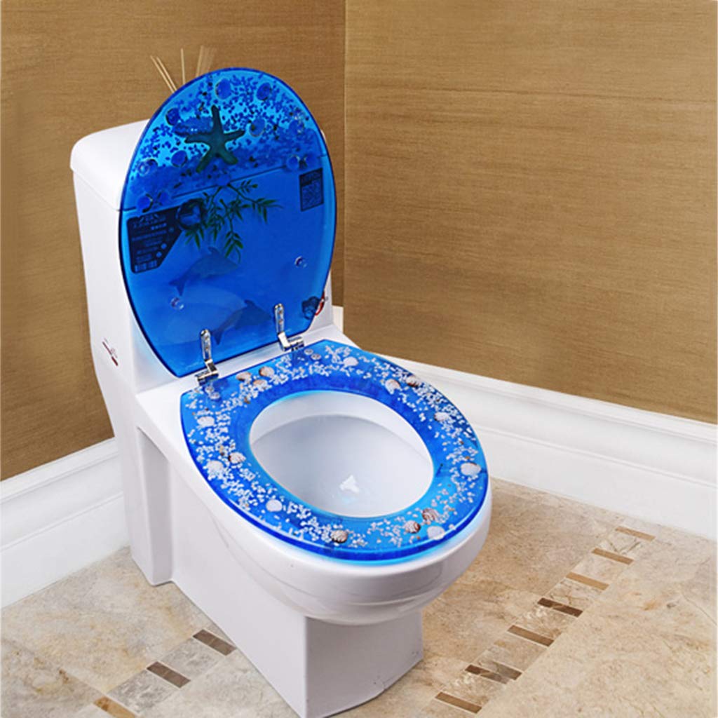 Ocean Series WC-Sitz aus Harz, mit Delfin, Seestern und Hummer, strapazierfähig, perfekt für ovale Toiletten, Weiß
