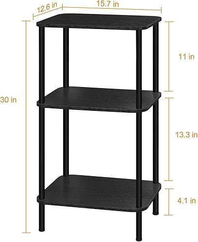 Miniatura 3 de BTY Mesa auxiliar alta de 3 niveles, mesa auxiliar pequeña de 30 pulgadas de alto con estantes de almacenamiento, mesita de noche alta para espacios