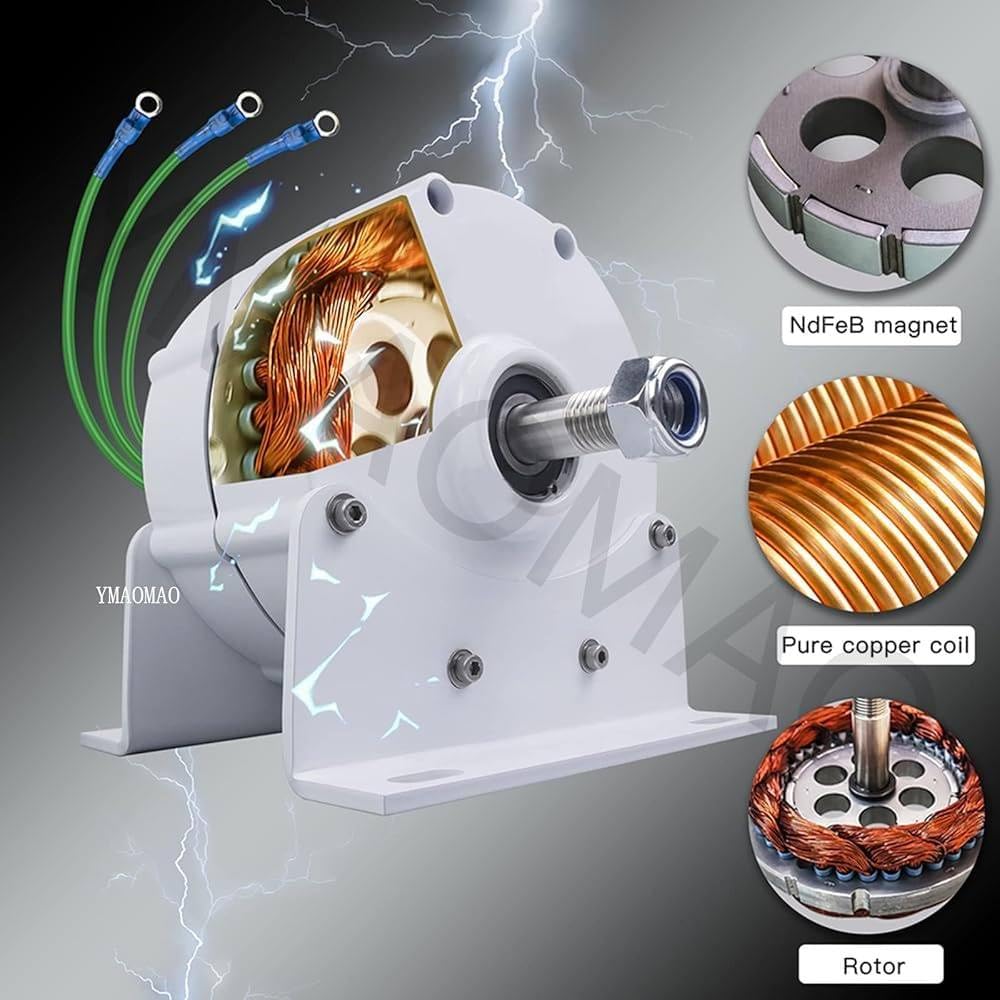 Dreiphasiger Wechselstromgenerator mit 700 U/min, getriebelos, Permanentmagnetgenerator, mit Basisgenerator, 1 kW Windturbinengenerator,12000W-48V