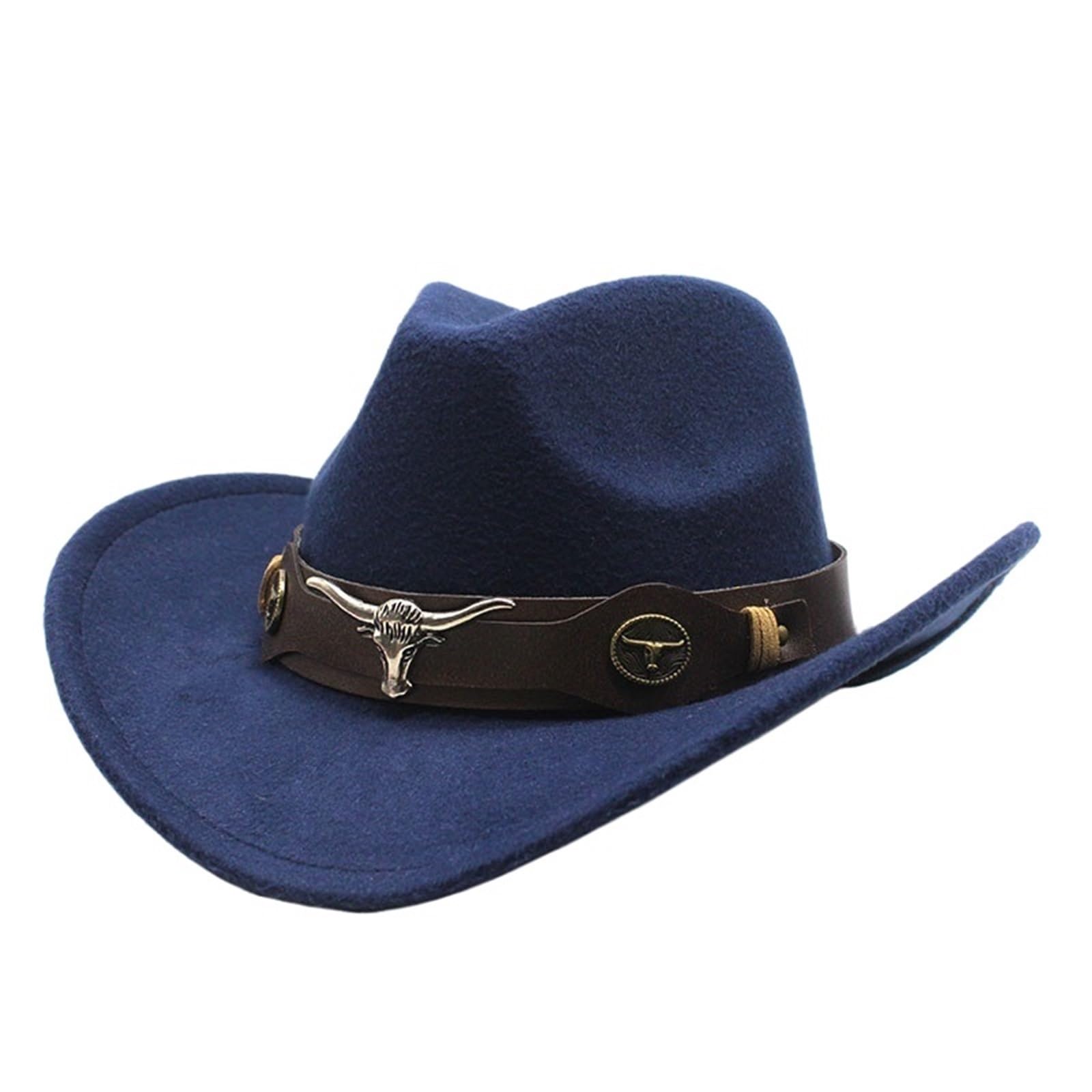 vrfvsdasAAS cowboy hat, Cowboy Hat Women Men Black Cap Gentleman Jazz Cowgirl Hats Size 56-58cm(Dark Blue)