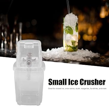 Manual Ice Crusher, Portable Ice Shaver, Hand Operated Shaved Ice Machine for Home, Ice Shaver and Snow Cone Machine for Shaved Ice Fun Drinks (Transparent)
