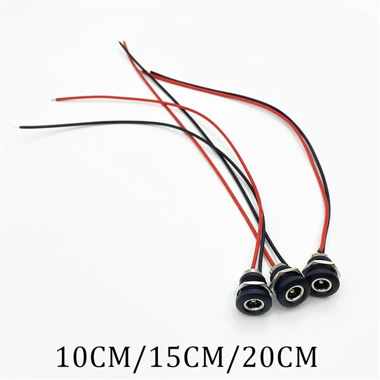 22AWG DC Power Cords DC022D Nut 5.5x2.1/5.5x2.5mm DC Charging Socket Female Jack Panel Mount Solder Wire Connector(2.1mm Waterproof,20CM,2Pcs)