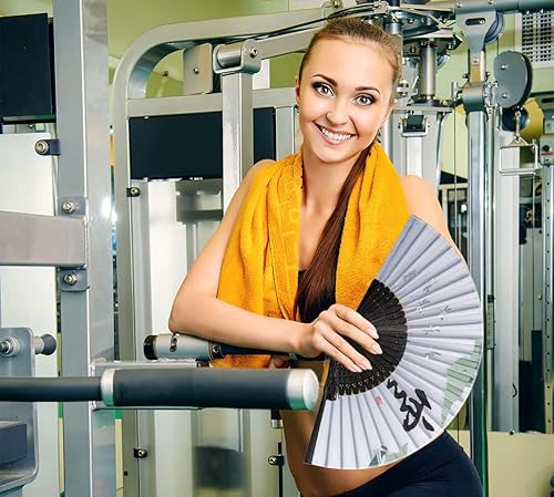 Miniatura 5 de Amajiji Pequeños abanicos de mano plegables, mantente fresco y elegante con abanicos de seda de mano de bambú, perfectos para sofocos, festivales de