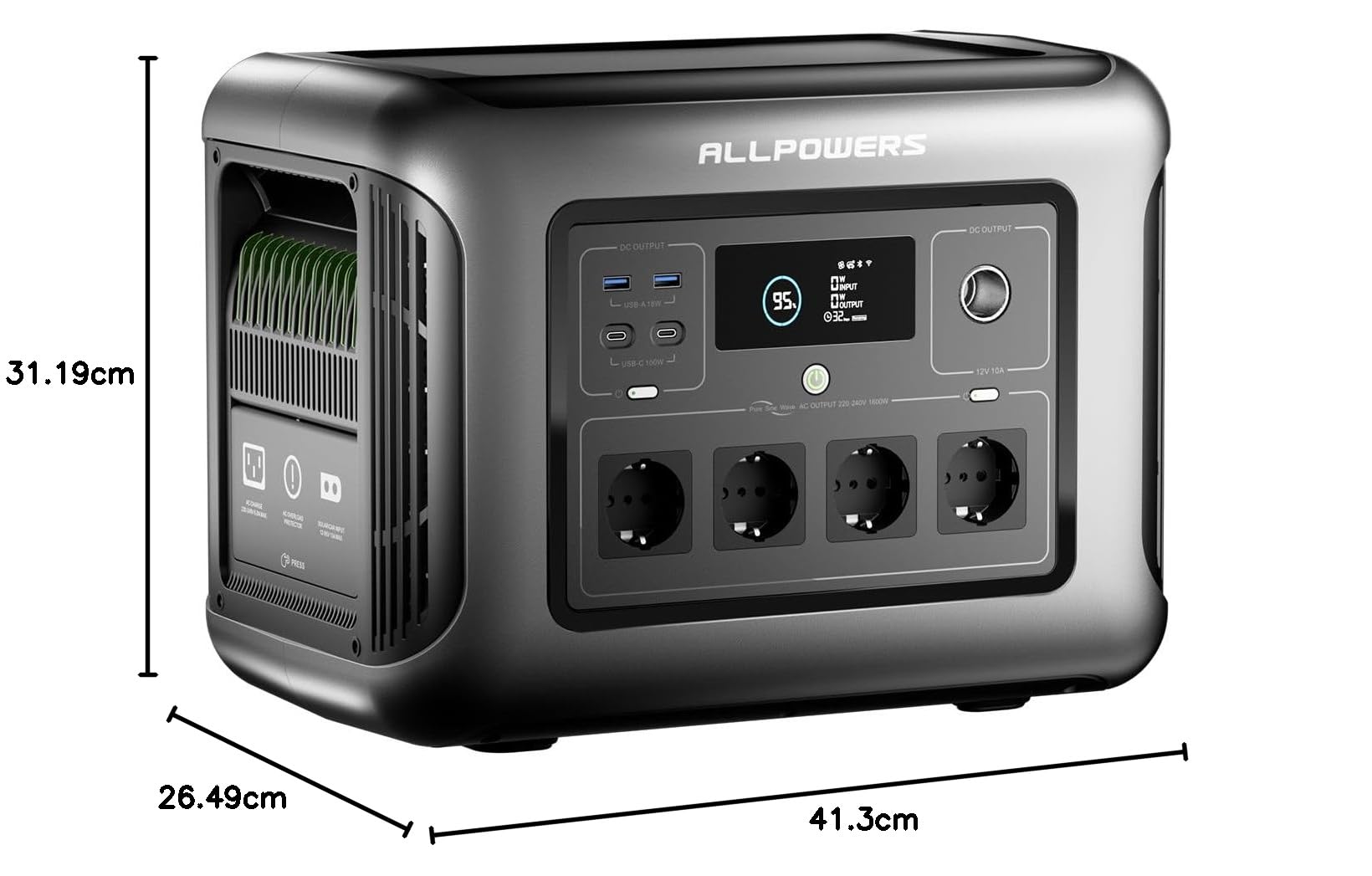 ALLPOWERS R1500 LITE Tragbare Powerstation, 1056Wh LFP Batterie Backup mit 4x 1600W AC Ausgäng Solar Powerstation, Schnellladung von 0-80% in 40 Mins Solar Generator, Notstromaggregat für Camping RV | 4x 1600W AC Ausgäng Solar Powerstation, Schnellladung