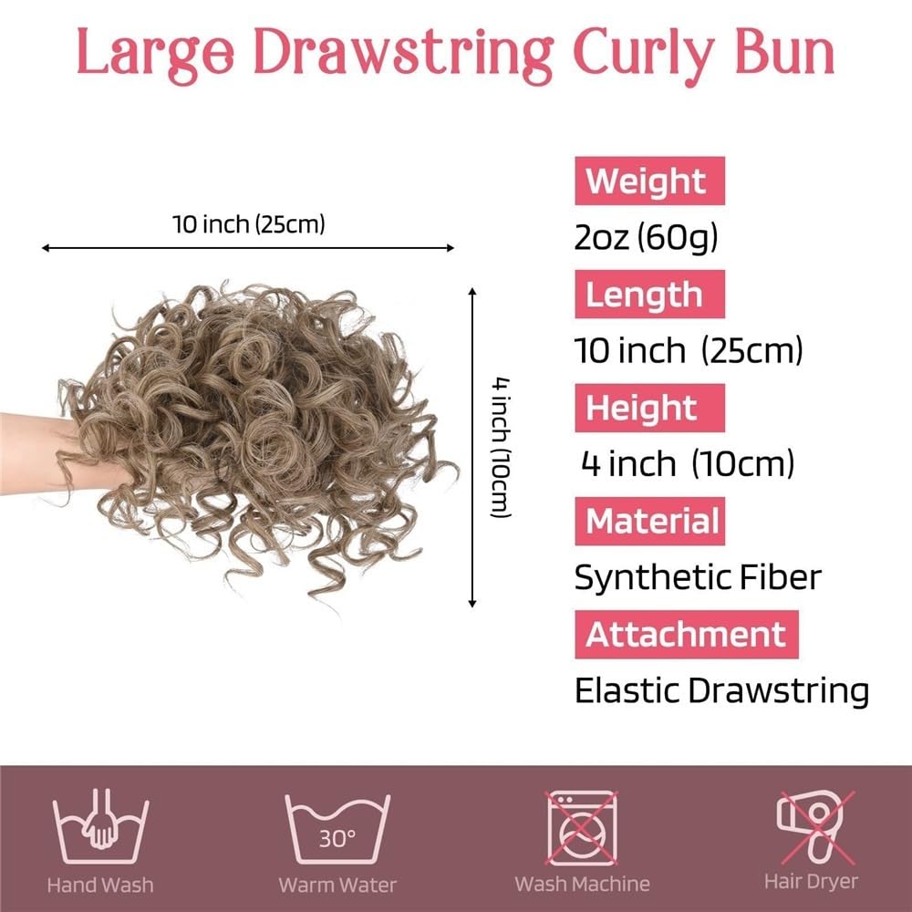 Panino per Capelli disordinato Chignon Sintetico spettinato, Coulisse Corta, Elastico, con Clip, Coda di Cavallo riccia Parrucchino a Coda di Cavallo per l'uso Quotidiano(4M33)