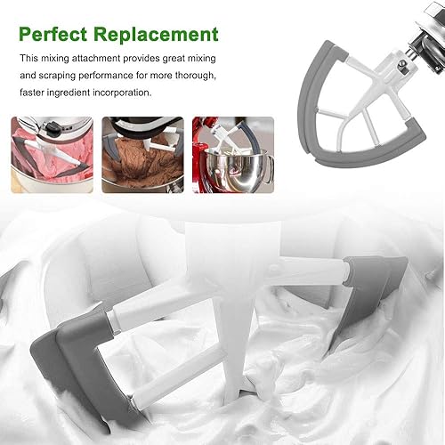 Miniatura 2 de Batidor de borde flexible apto para mezclador Kitchenaid, batidor plano de cabeza inclinable de 4.5 a 5 cuartos de galón, apto para ayuda de cocina