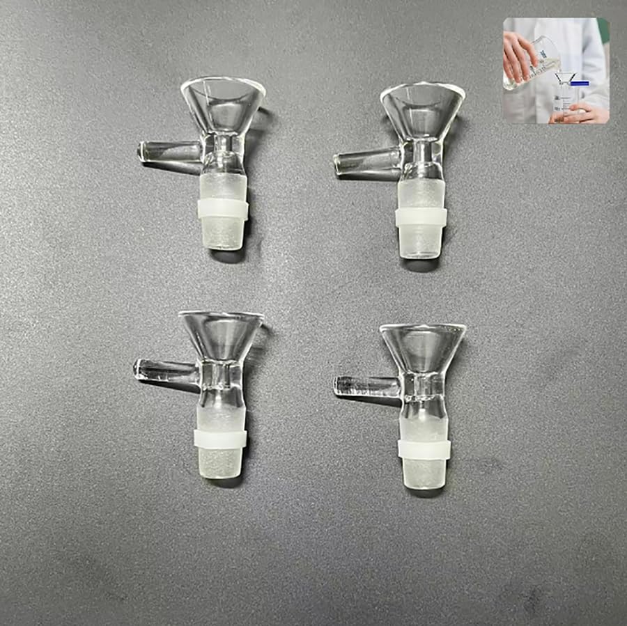 4-Pack Glass Funnels with Handle Laboratory for Kitchen Heat-Resistant Funnel