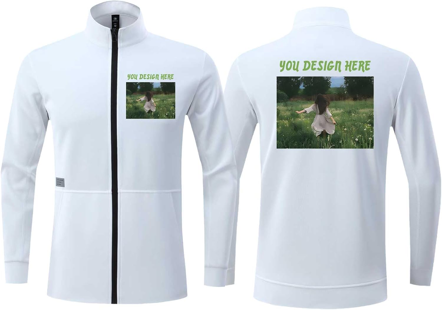Custom Men's Track Jacket Lightweight Active Casual Coat Athletic Workout Running Jacket with Pockets