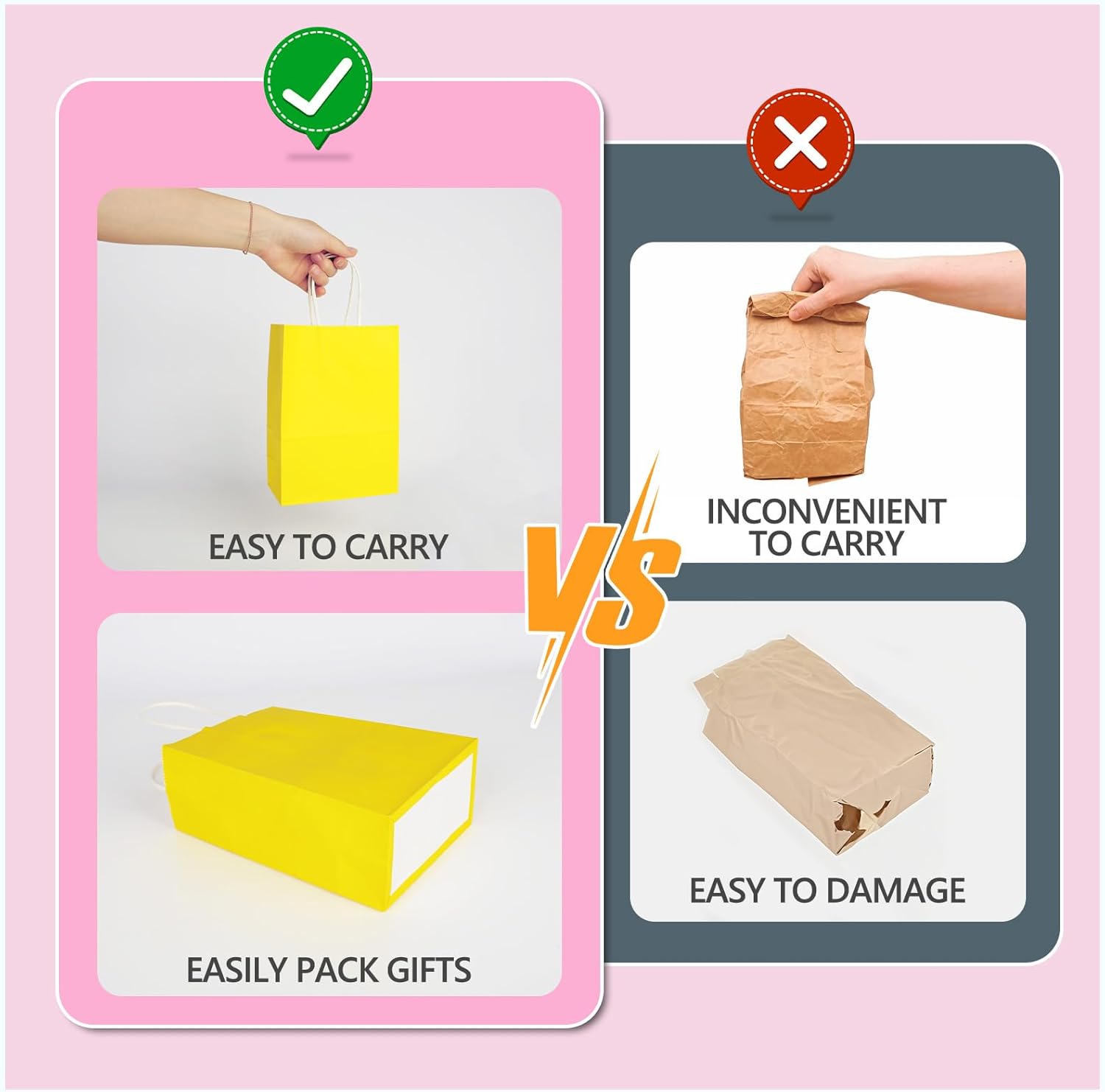 MITINU 60PCS Paper Gift Bags, 5.8"x3.2"x8.25" Party Favor Bags Bulk Rainbow Goodie Small Gift Bags with Handles for Kids Birthday Baby Shower Crafts Wedding Party Supplies (15 Colors) - Image 6