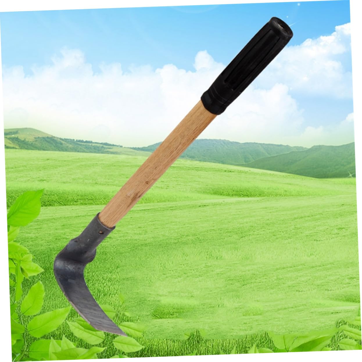 Mikikit Garden Hoe Metal Hoeing Hand Tool Small Hoe Wooden Handle Weeding Tool for Gardening Garden Hoeing Accessories Outdoor Farming