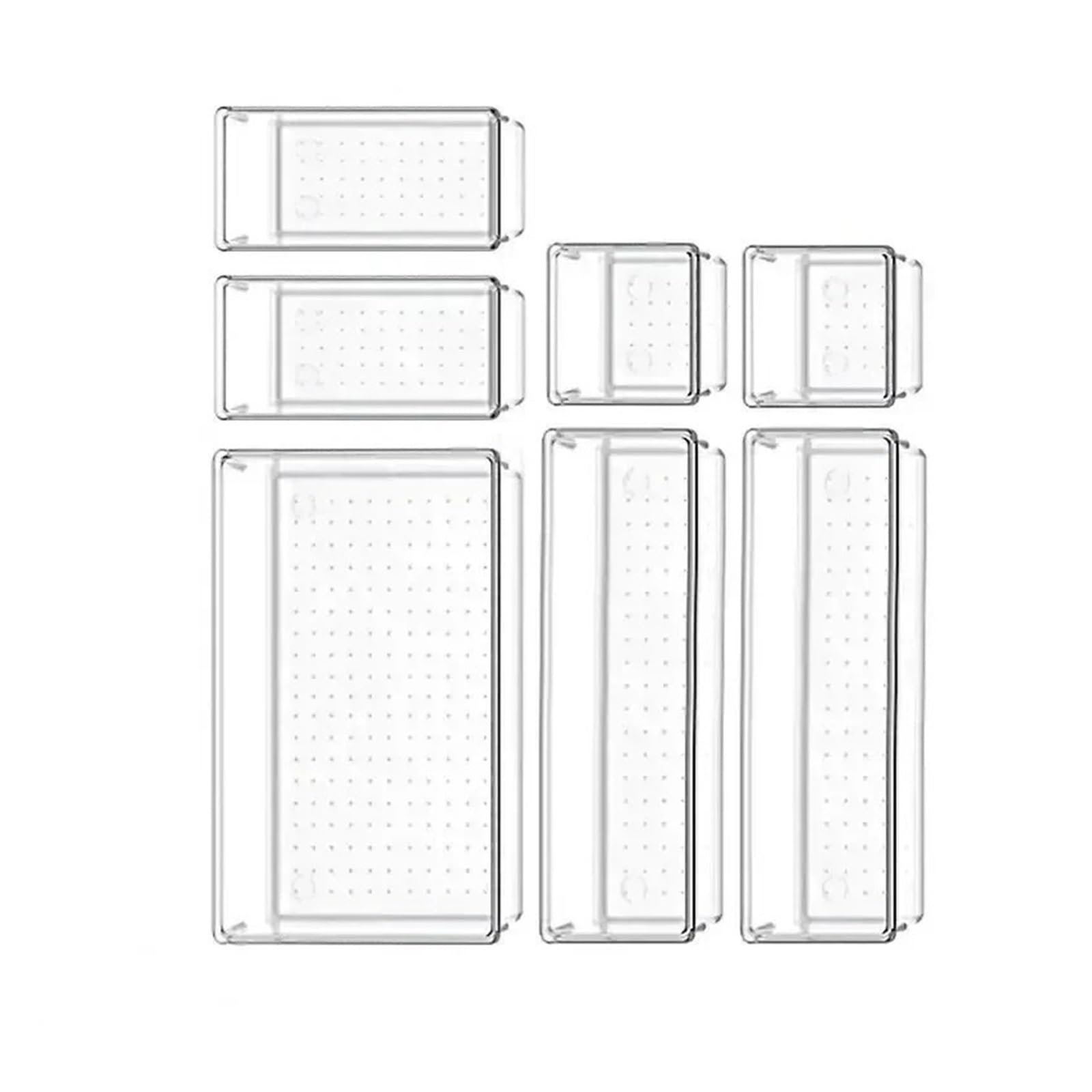Cajas Organizadoras Cajones 7/14-Piece Drawer Organizer Set Clear Plastic Dividers And Trays in 4 Sizes For Makeup And Kitchen Storage(7PCS)