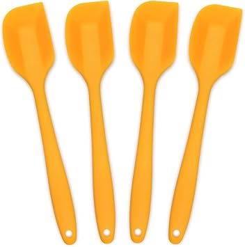 4 Piece Silicone Spatulas Set Heat Resistant 600 F Seamless Steel Core Rubber Spatulas for Nonstick Cookware ALLWIN HOUSEWARE Uniform Length Kitchen Spatulas for Cooking & Baking, Orange
