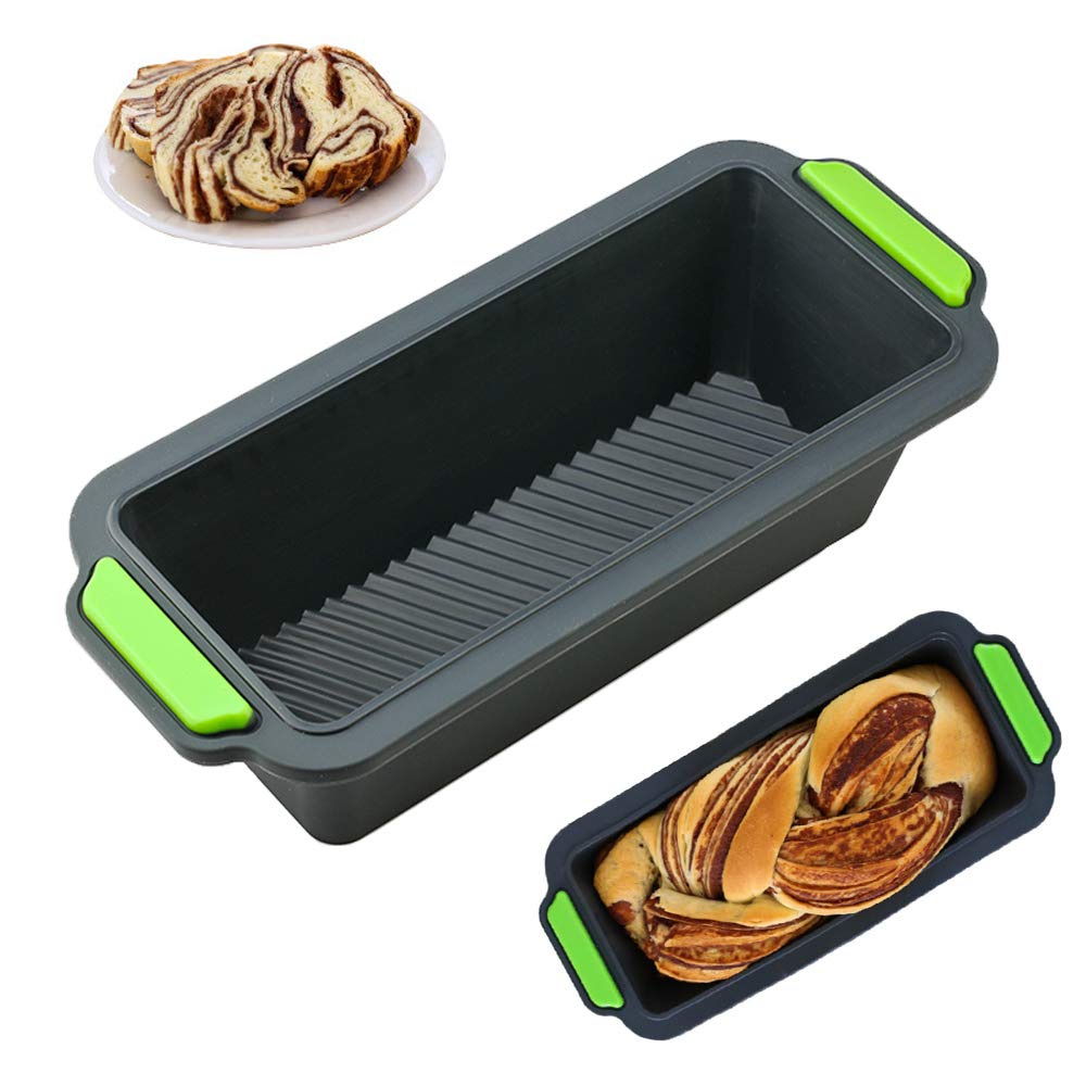 BAIOUDA Silicone Bread Loaf Pan Nonstick Loaf Pan For Homemade Bread Making, Baking Bread Meatloaf Quiche Lasagna (Gray)