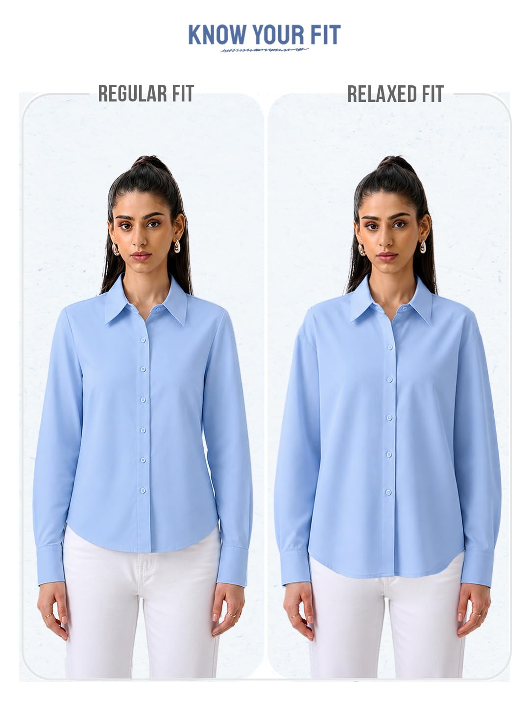 The Souled Store Easy Solids: Prism - Camisa de manga larga para mujeres y niñas, cuello abierto, color blanco, de algodón liso, ajuste relajado