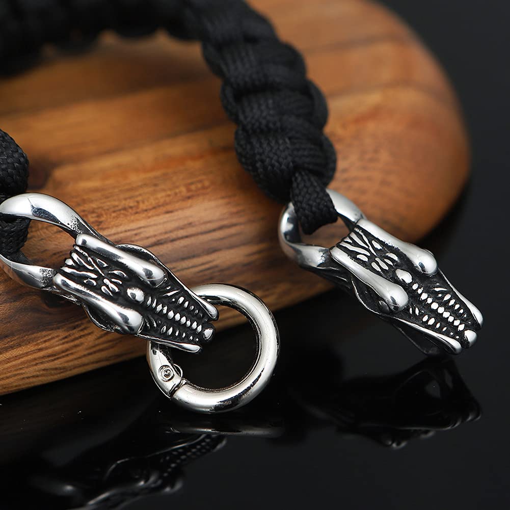Naszyjnik ze stali nierdzewnej. Warkocz link paracord bransoletka Nordic Viking Talizman Biżuteria Łańcuch smoka