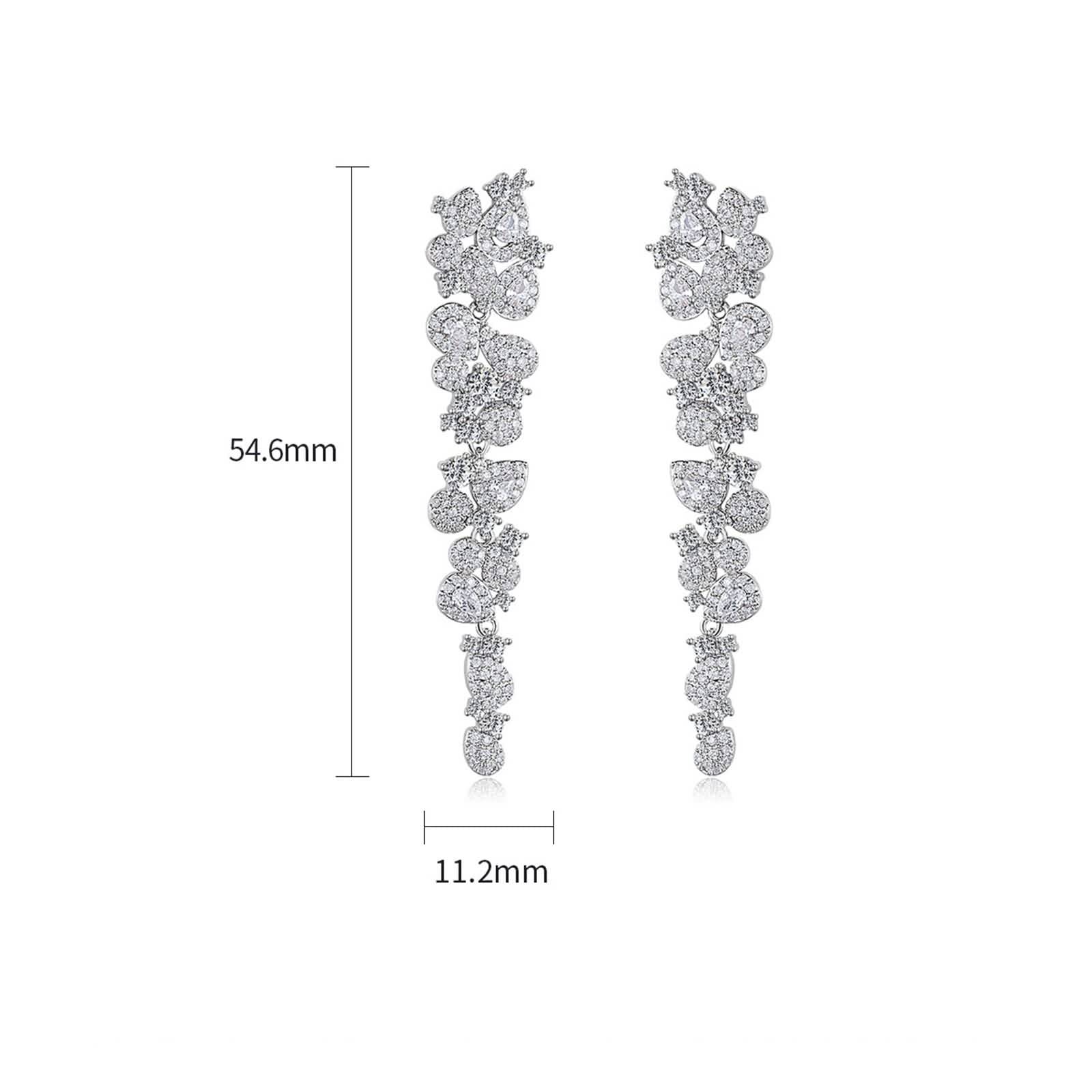 Zirkonia Ohrringe Hängend, Ohrstecker Damen Elegant Versilbert 11.2MM Silber Modeschmuck Geschenke
