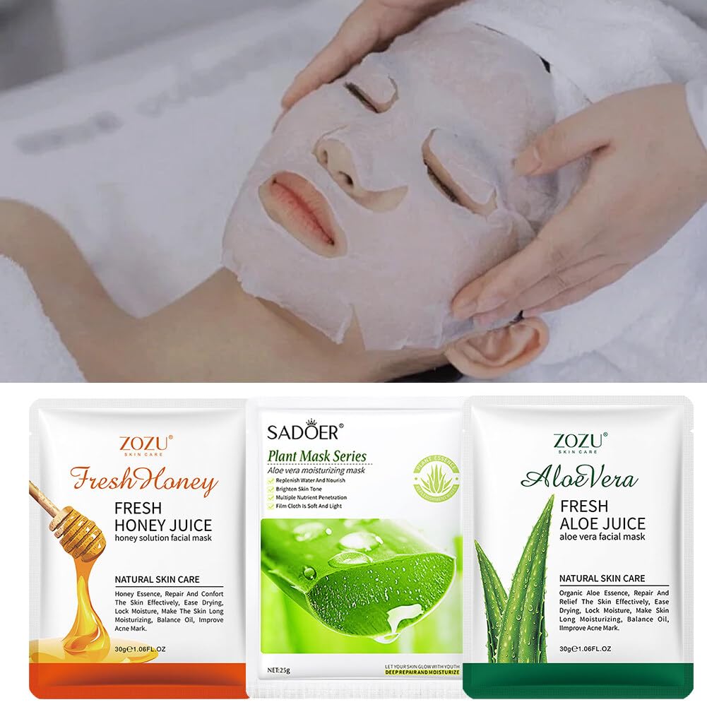 Aloe Vera Face Mask, Honey Mask, Leaf Hydrating Face Sheet Mask,  Moisturising Face Cover, Skin Care, Firming Nourishing Masks, Beauty Face  Masks Set, Pack of 12 : Amazon.de: Beauty
