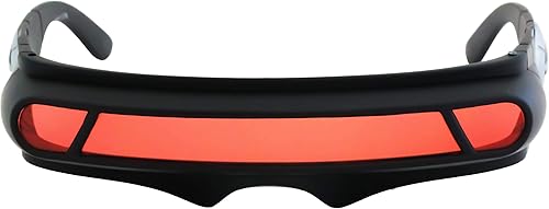 Miniatura 2 de FLAWLESS EYEWEAR Futurista Space Alien Disfraz Fiesta Cíclope Escudo Espejo de Color Mono Lente Envoltura Gafas de sol 5.787 in