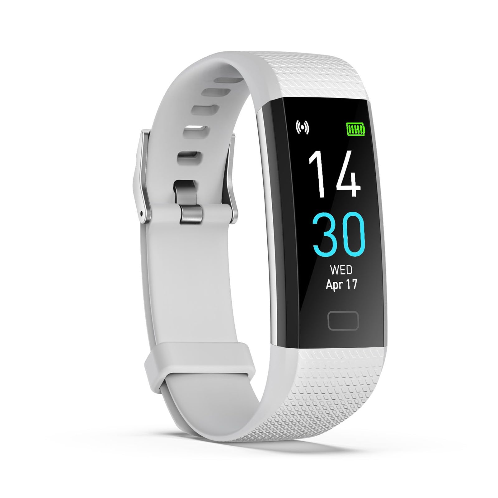 Singular-Point Step Counter Watch Tracker with Sleep Monitor, Activity Tracker with Step and Calories Counter, IP67 Waterproof Fitness Watch with Pedometer Stopwatch with USB In-line Charger (White)