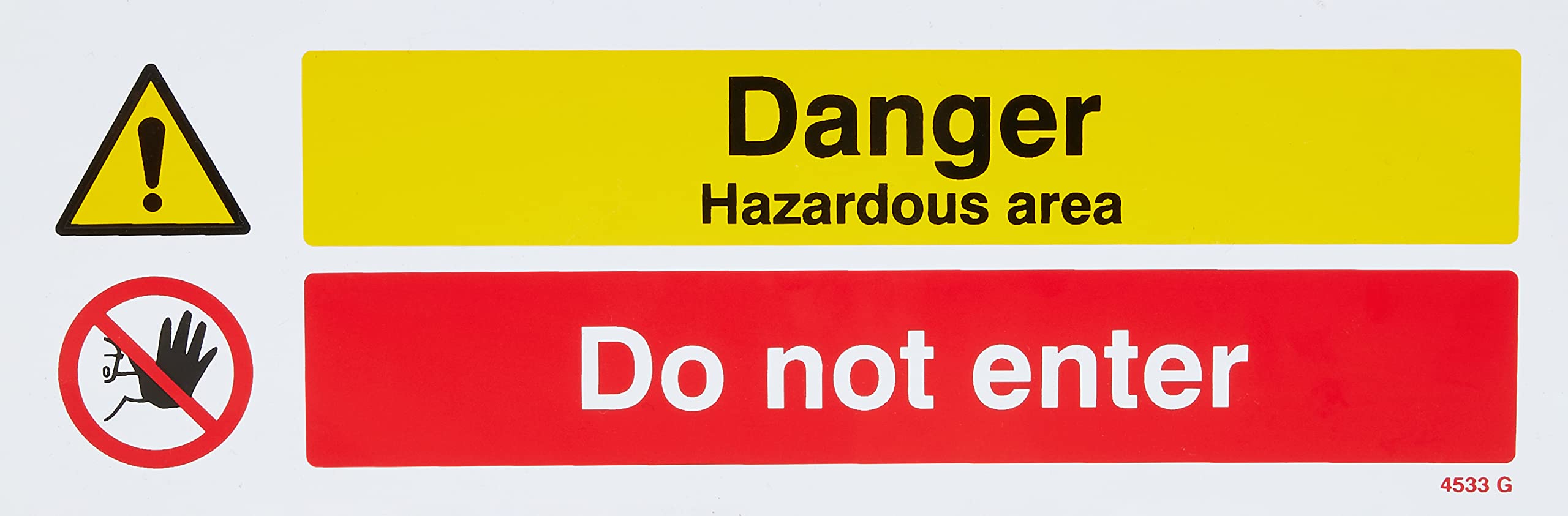 Caledonia Signs 14533G Danger Hazardous Areas Do not Enter Sign, 300 mm x 100 mm, Rigid Plastic