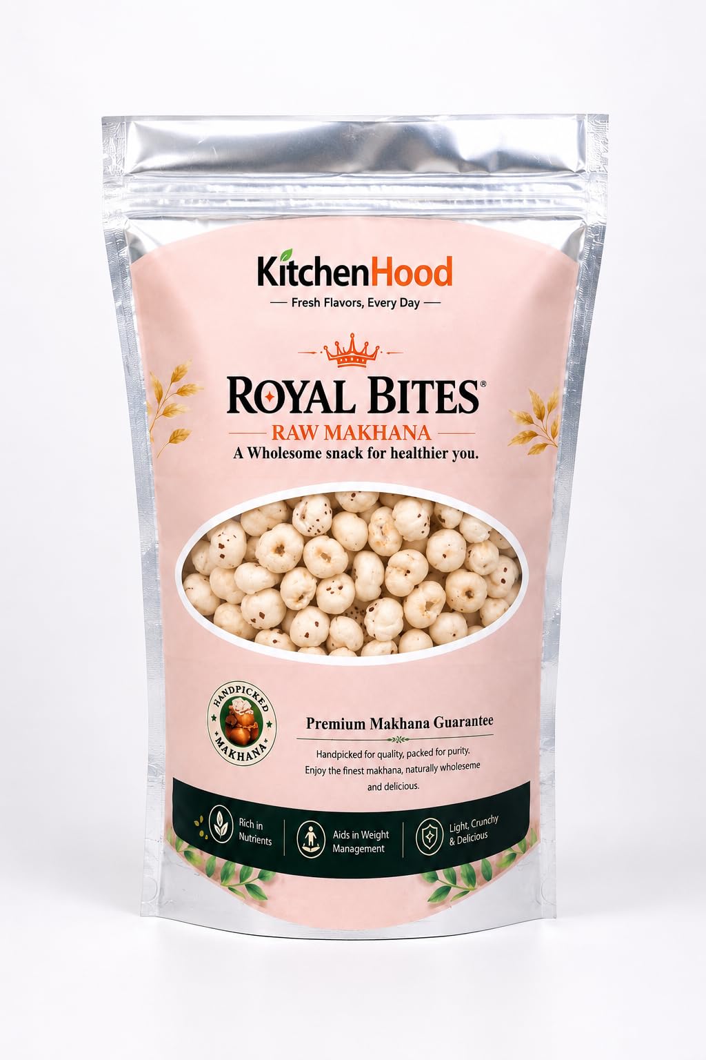 KitchenHood Royal Bites Premium Raw Makhana, Premium Handpicked Fox Nuts, Gluten-Free, Rich in Protein & Fibre, 6+ top size makhana, 250gm-image-10